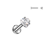 Titanium Heart CZ Ball Lip Labret Tragus Cartilage Piercing