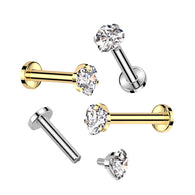 Titanium Heart CZ Ball Lip Labret Tragus Cartilage Piercing