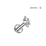 Titanium Prong Set Marquise CZ Lip Labret Tragus Cartilage Piercing