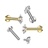 Titanium Prong Set Marquise CZ Lip Labret Tragus Cartilage Piercing