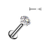 Titanium Internally threaded Square Asscher Cut Labret Stud Tragus Lobe Helix