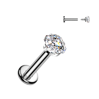 Titanium Internally threaded Square Asscher Cut Labret Stud Tragus Lobe Helix