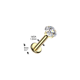 Titanium Internally threaded Square Asscher Cut Labret Stud Tragus Lobe Helix
