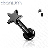 Titanium Internally Threaded Star Top Labret Stud Ear Cartilage