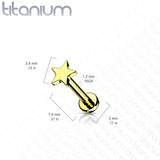 Titanium Internally Threaded Star Top Labret Stud Ear Cartilage