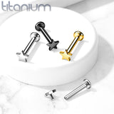 Titanium Internally Threaded Star Top Labret Stud Ear Cartilage