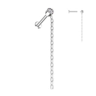 Implant Titanium CZ Lip Labret With Chain Dangle
