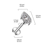 Titanium Teardrop CZ Top Labret Tragus Snug Ear Cartilage Helix Studs