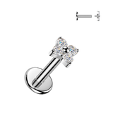 Titanium Internally Threaded  CZ Flower Labret Stud Tragus Lobe Helix