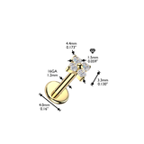 Titanium Internally Threaded  CZ Flower Labret Stud Tragus Lobe Helix