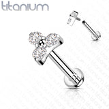Titanium CZ Trinity Top Labret Tragus Snug Ear Cartilage Helix Studs