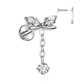 Titanium Marquise CZ Bow & CZ Dangle Top Lip Labret Ear Cartilage Tragus