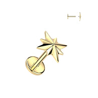 Titanium Internally Threaded Starburst Labret Stud Tragus Lobe Helix