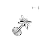 Titanium Internally Threaded Starburst Labret Stud Tragus Lobe Helix