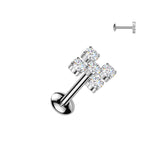 Titanium Internally Threaded 5 CZ Cross Labret Stud Tragus Lobe Helix