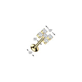 Titanium Internally Threaded 5 CZ Cross Labret Stud Tragus Lobe Helix