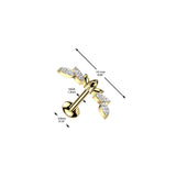 Titanium Internally Threaded Marquise CZ Labret Stud Tragus Lobe Helix