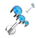 Implant Titanium Bezel Set 3 Opal Curved Top Lip Labret Ear Cartilage