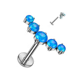 Titanium 5 Opal Curved Top Labret Ear Cartilage Tragus