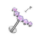 Titanium 5 Opal Curved Top Labret Ear Cartilage Tragus