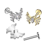 Titanium CZ Butterfly Top Lip Labret Ear Cartilage Tragus