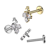 Titanium 3 Marquise CZ Peacock Top Labret Ear Cartilage Tragus