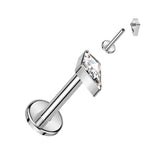 Implant Titanium Diamond Shape CZ Spear Lip Labret