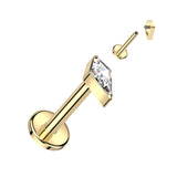 Implant Titanium Diamond Shape CZ Spear Lip Labret