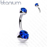 Titanium Internally Threaded Double CZ Belly Button Rings