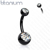Titanium Internally Threaded Double CZ Belly Button Rings