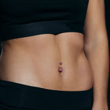 Titanium Internally Threaded Double CZ Belly Button Rings