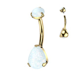 Titanium Pear Shape Opal Navel Belly Button Ring