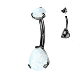Titanium Pear Shape Opal Navel Belly Button Ring