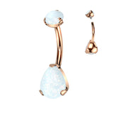 Titanium Pear Shape Opal Navel Belly Button Ring