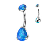 Titanium Pear Shape Opal Navel Belly Button Ring