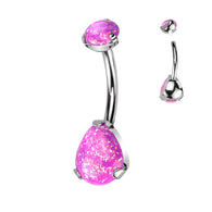 Titanium Pear Shape Opal Navel Belly Button Ring