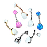 Titanium Pear Shape Opal Navel Belly Button Ring