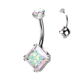 Titanium Internally Threaded Prong Set Diamond CZ Belly Button Ring