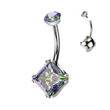 Titanium Internally Threaded Prong Set Diamond CZ Belly Button Ring