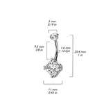 Titanium Internally Threaded Prong Set Diamond CZ Belly Button Ring