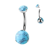 Implant Titanium 8 mm Prong Set Natural Stone Belly Button Rings