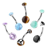 Titanium 8 mm Prong Set Natural Stone Belly Button Rings
