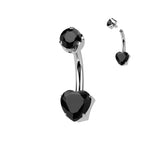 Titanium 6 mm Prong Set Heart Natural Stone Belly Button Rings
