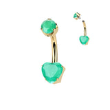Titanium 6 mm Prong Set Heart Natural Stone Belly Button Rings