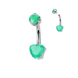 Titanium 6 mm Prong Set Heart Natural Stone Belly Button Rings