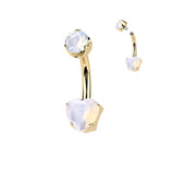 Titanium 6 mm Prong Set Heart Natural Stone Belly Button Rings