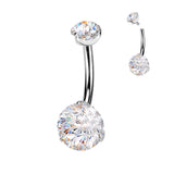 Titanium Prong Set Fireworks Cut CZ Belly Button Ring
