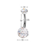 Titanium Prong Set Fireworks Cut CZ Belly Button Ring