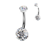 Titanium Prong Set Millennium Rose Cut CZ Belly Button Ring