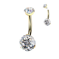 Titanium Prong Set Millennium Rose Cut CZ Belly Button Ring